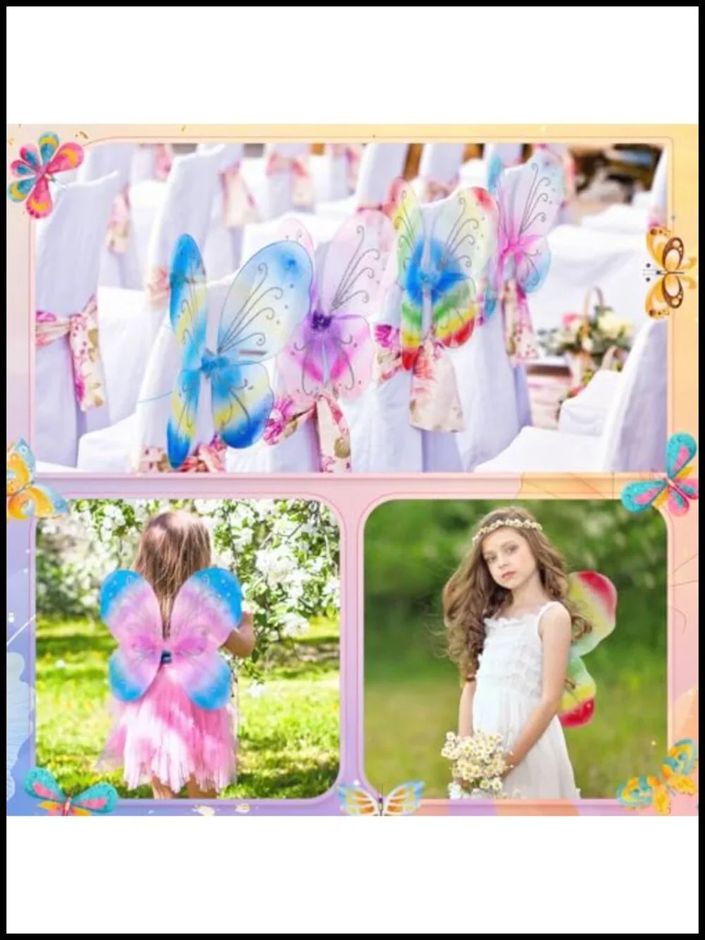 24 Pack Fairy Wings Butterfly Wings Costume for Kids Girls Princess Party Dress
